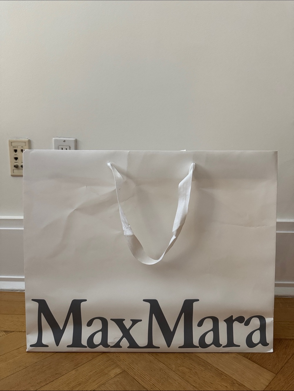 MaxMara White Shopper Bag with Gray Logo